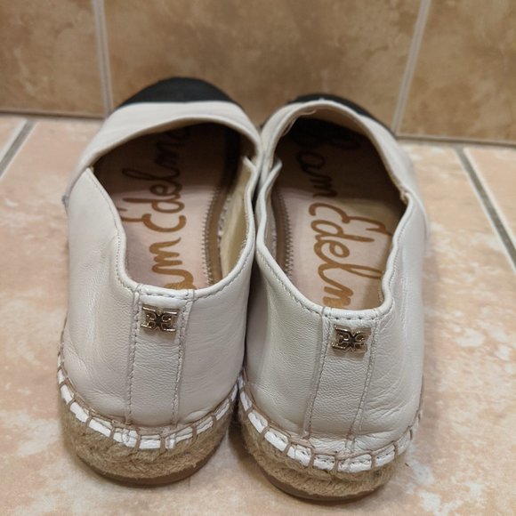 Sam Edelman Krissy Espadrille White and Black Capped Toe Slip Size 8 Loafer - Picture 5 of 10